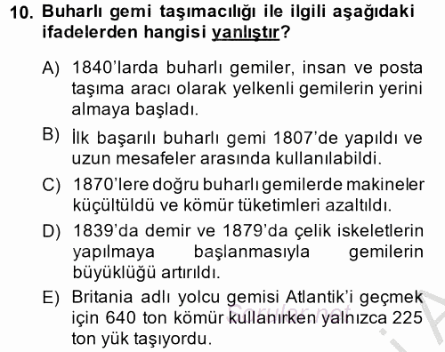 İktisat Tarihi 2013 - 2014 Dönem Sonu Sınavı 10.Soru