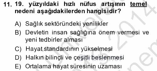 İktisat Tarihi 2013 - 2014 Dönem Sonu Sınavı 11.Soru