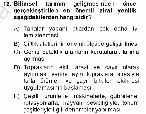 İktisat Tarihi 2013 - 2014 Dönem Sonu Sınavı 12.Soru