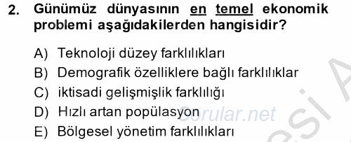 İktisat Tarihi 2013 - 2014 Dönem Sonu Sınavı 2.Soru