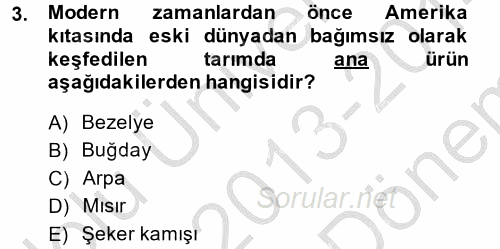 İktisat Tarihi 2013 - 2014 Dönem Sonu Sınavı 3.Soru