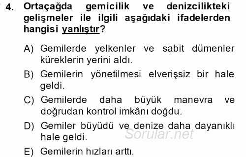 İktisat Tarihi 2013 - 2014 Dönem Sonu Sınavı 4.Soru