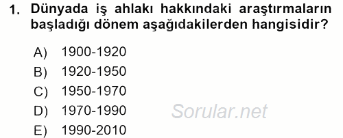 İşletmelerde Sosyal Sorumluluk Ve Etik 2016 - 2017 3 Ders Sınavı 1.Soru