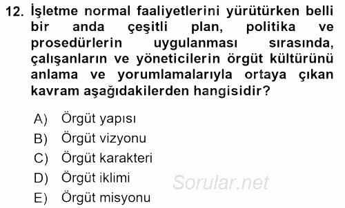 İşletmelerde Sosyal Sorumluluk Ve Etik 2016 - 2017 3 Ders Sınavı 12.Soru
