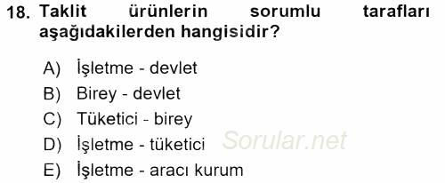 İşletmelerde Sosyal Sorumluluk Ve Etik 2016 - 2017 3 Ders Sınavı 18.Soru