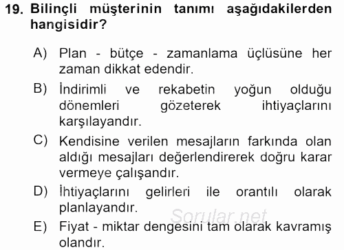 İşletmelerde Sosyal Sorumluluk Ve Etik 2016 - 2017 3 Ders Sınavı 19.Soru