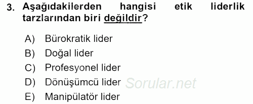 İşletmelerde Sosyal Sorumluluk Ve Etik 2016 - 2017 3 Ders Sınavı 3.Soru