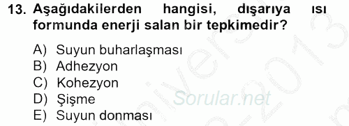 Toprak Bilgisi ve Bitki Besleme 2012 - 2013 Dönem Sonu Sınavı 13.Soru