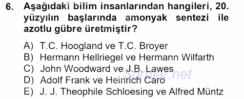 Toprak Bilgisi ve Bitki Besleme 2012 - 2013 Dönem Sonu Sınavı 6.Soru