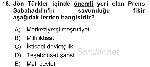 Türk Siyasal Hayatı 2015 - 2016 Dönem Sonu Sınavı 18.Soru