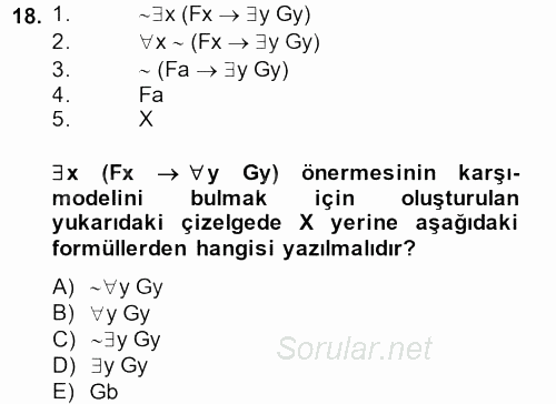 Sembolik Mantık 2014 - 2015 Dönem Sonu Sınavı 18.Soru