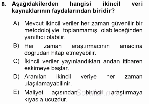 Pazarlama Yönetimi 2015 - 2016 Ara Sınavı 8.Soru