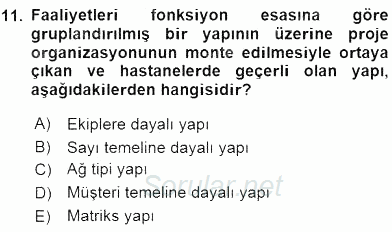 Sağlık Kurumları Yönetimi 1 2016 - 2017 Ara Sınavı 11.Soru