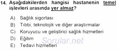 Sağlık Kurumları Yönetimi 1 2016 - 2017 Ara Sınavı 14.Soru