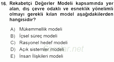 Sağlık Kurumları Yönetimi 1 2016 - 2017 Ara Sınavı 16.Soru