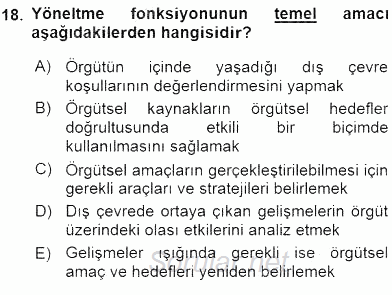 Sağlık Kurumları Yönetimi 1 2016 - 2017 Ara Sınavı 18.Soru
