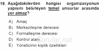 Sağlık Kurumları Yönetimi 1 2016 - 2017 Ara Sınavı 19.Soru
