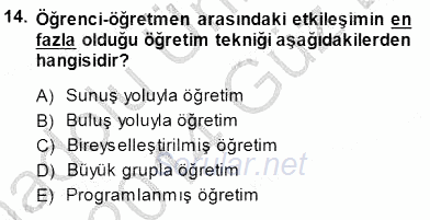 Öğretim İlke Ve Yöntemleri 2013 - 2014 Dönem Sonu Sınavı 14.Soru