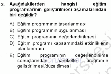 Öğretim İlke Ve Yöntemleri 2013 - 2014 Dönem Sonu Sınavı 3.Soru