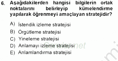 Öğretim İlke Ve Yöntemleri 2013 - 2014 Dönem Sonu Sınavı 6.Soru