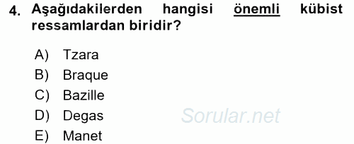 Batı Edebiyatında Akımlar 2 2015 - 2016 Ara Sınavı 4.Soru