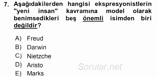 Batı Edebiyatında Akımlar 2 2015 - 2016 Ara Sınavı 7.Soru