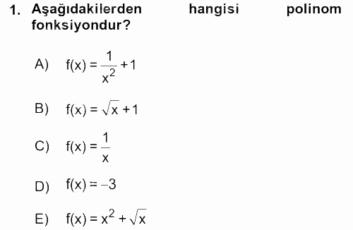 Matematik 1 2015 - 2016 Dönem Sonu Sınavı 1.Soru