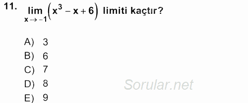 Matematik 1 2015 - 2016 Dönem Sonu Sınavı 11.Soru