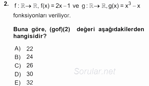 Matematik 1 2015 - 2016 Dönem Sonu Sınavı 2.Soru