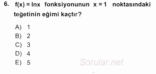 Matematik 1 2015 - 2016 Dönem Sonu Sınavı 6.Soru