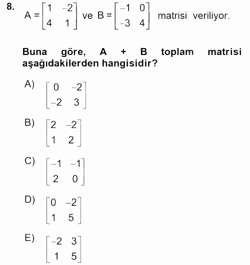 Matematik 1 2015 - 2016 Dönem Sonu Sınavı 8.Soru