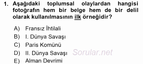 Kamera Tekniğine Giriş 2016 - 2017 3 Ders Sınavı 1.Soru