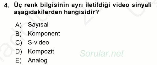 Kamera Tekniğine Giriş 2016 - 2017 3 Ders Sınavı 4.Soru