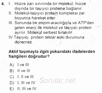 Temel Veteriner Fizyoloji 2015 - 2016 Ara Sınavı 4.Soru
