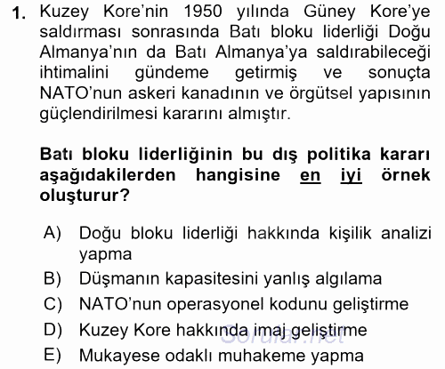 Diş Politika Analizi 2017 - 2018 Dönem Sonu Sınavı 1.Soru