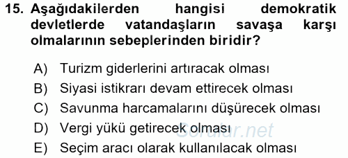 Diş Politika Analizi 2017 - 2018 Dönem Sonu Sınavı 15.Soru