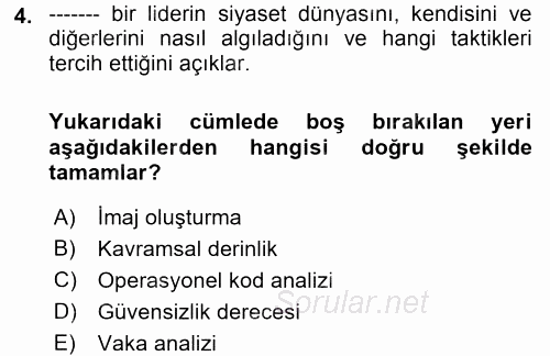 Diş Politika Analizi 2017 - 2018 Dönem Sonu Sınavı 4.Soru