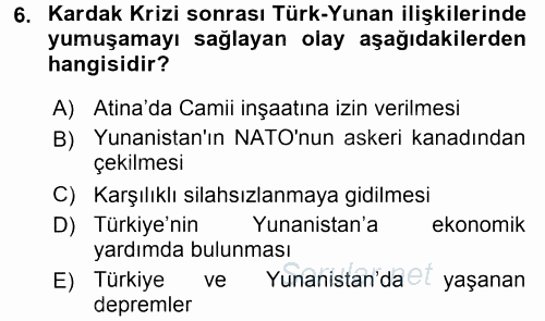 Diş Politika Analizi 2017 - 2018 Dönem Sonu Sınavı 6.Soru