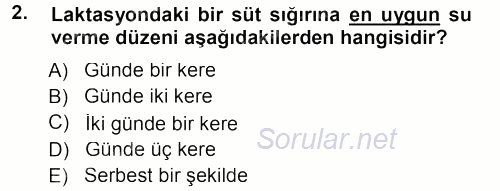 Temel Yem Bilgisi ve Hayvan Besleme 2012 - 2013 Dönem Sonu Sınavı 2.Soru