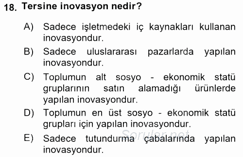 Girişimcilik 2015 - 2016 Ara Sınavı 18.Soru