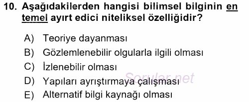 İletişim Araştırmaları 2016 - 2017 Ara Sınavı 10.Soru