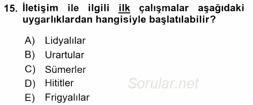 İletişim Araştırmaları 2016 - 2017 Ara Sınavı 15.Soru