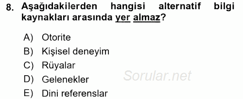 İletişim Araştırmaları 2016 - 2017 Ara Sınavı 8.Soru