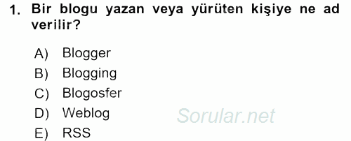 Sosyal Medya 2016 - 2017 Dönem Sonu Sınavı 1.Soru