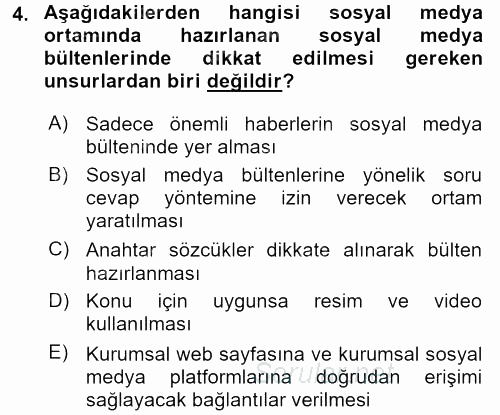 Sosyal Medya 2016 - 2017 Dönem Sonu Sınavı 4.Soru