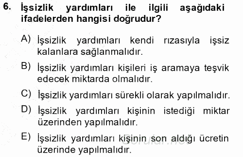 Sosyal Güvenlik 2014 - 2015 Ara Sınavı 6.Soru