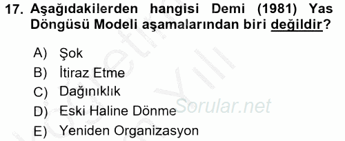 Yaşlı Bakımı İlke Ve Uygulamaları 2016 - 2017 3 Ders Sınavı 17.Soru