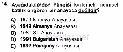 Türk Anayasa Hukuku 2012 - 2013 Ara Sınavı 14.Soru