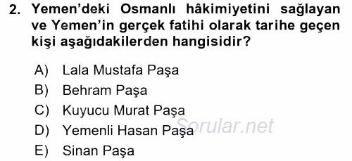 Modern Ortadoğu Tarihi 2015 - 2016 Tek Ders Sınavı 2.Soru