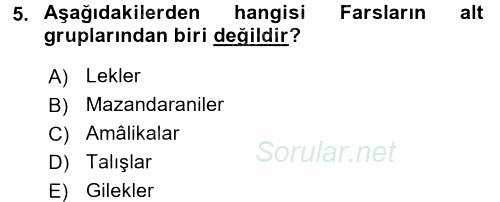 Modern Ortadoğu Tarihi 2015 - 2016 Tek Ders Sınavı 5.Soru